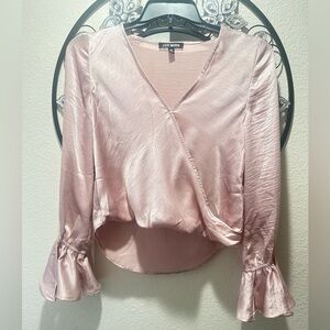Steve Madden Pink Blush Satin Blouse